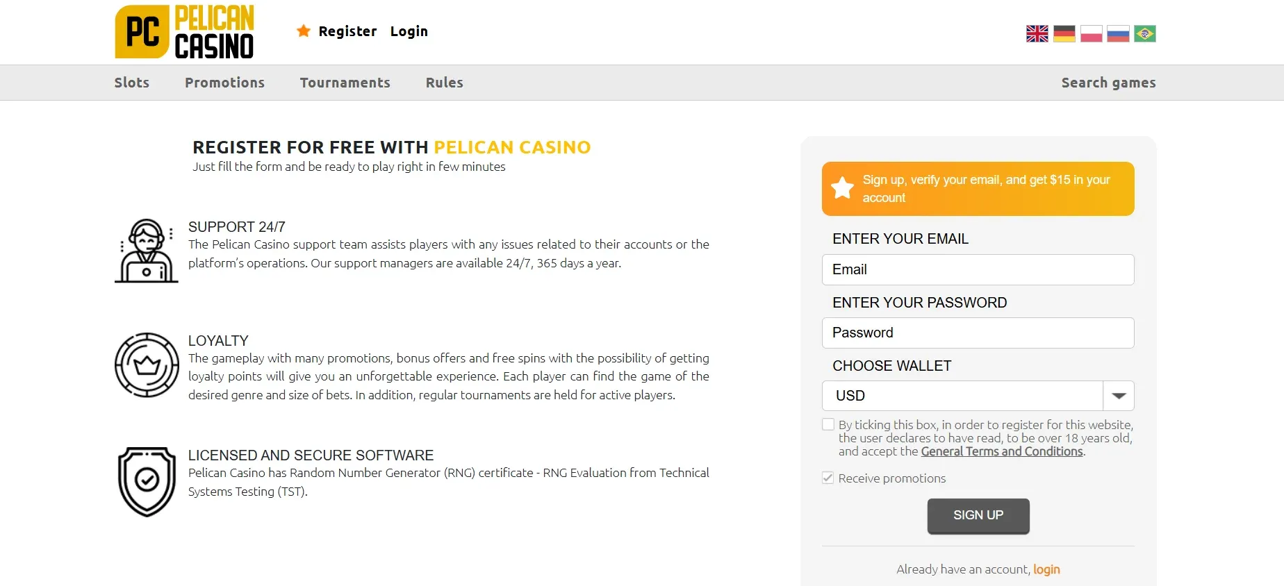 pelican casino login